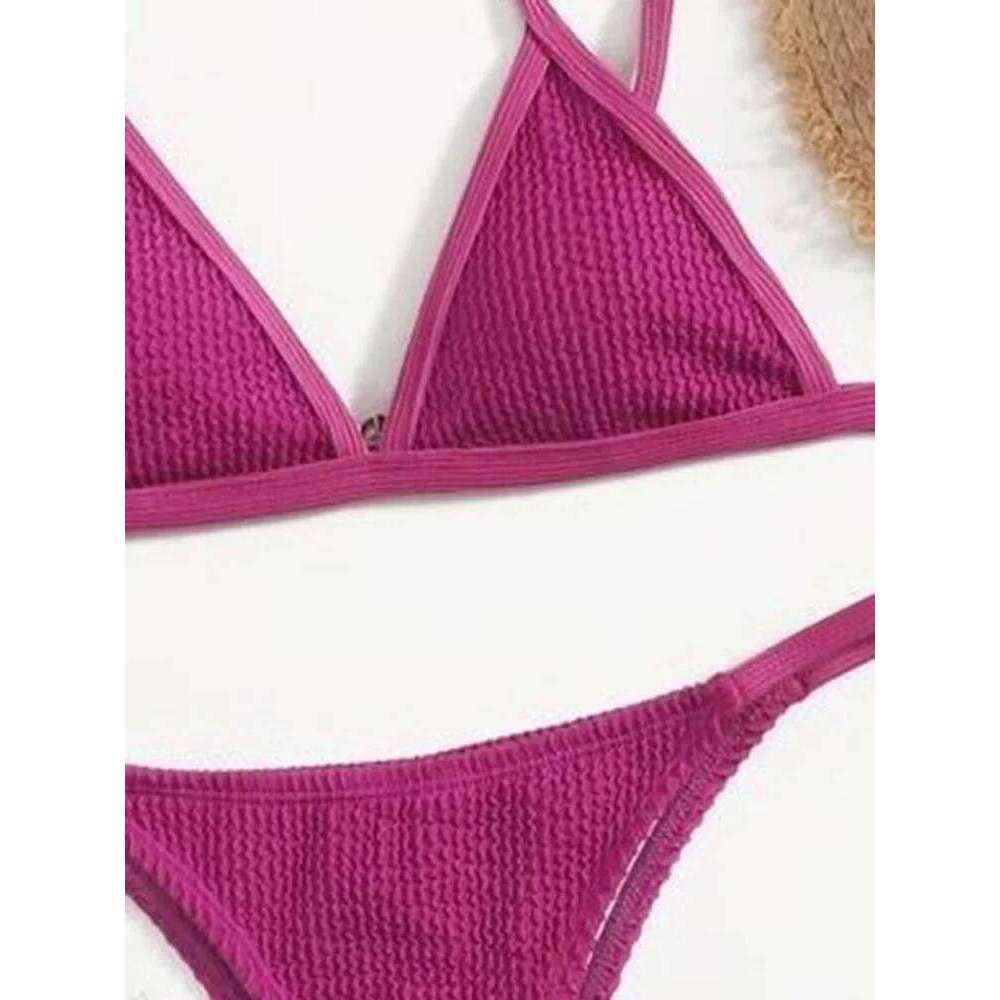 OIINAA Sexy Solid Bikini Set Women Swimsuit Two-Piece Simple Classic Fashion Female Swimwear Bathing Beach Vacation Beachwear