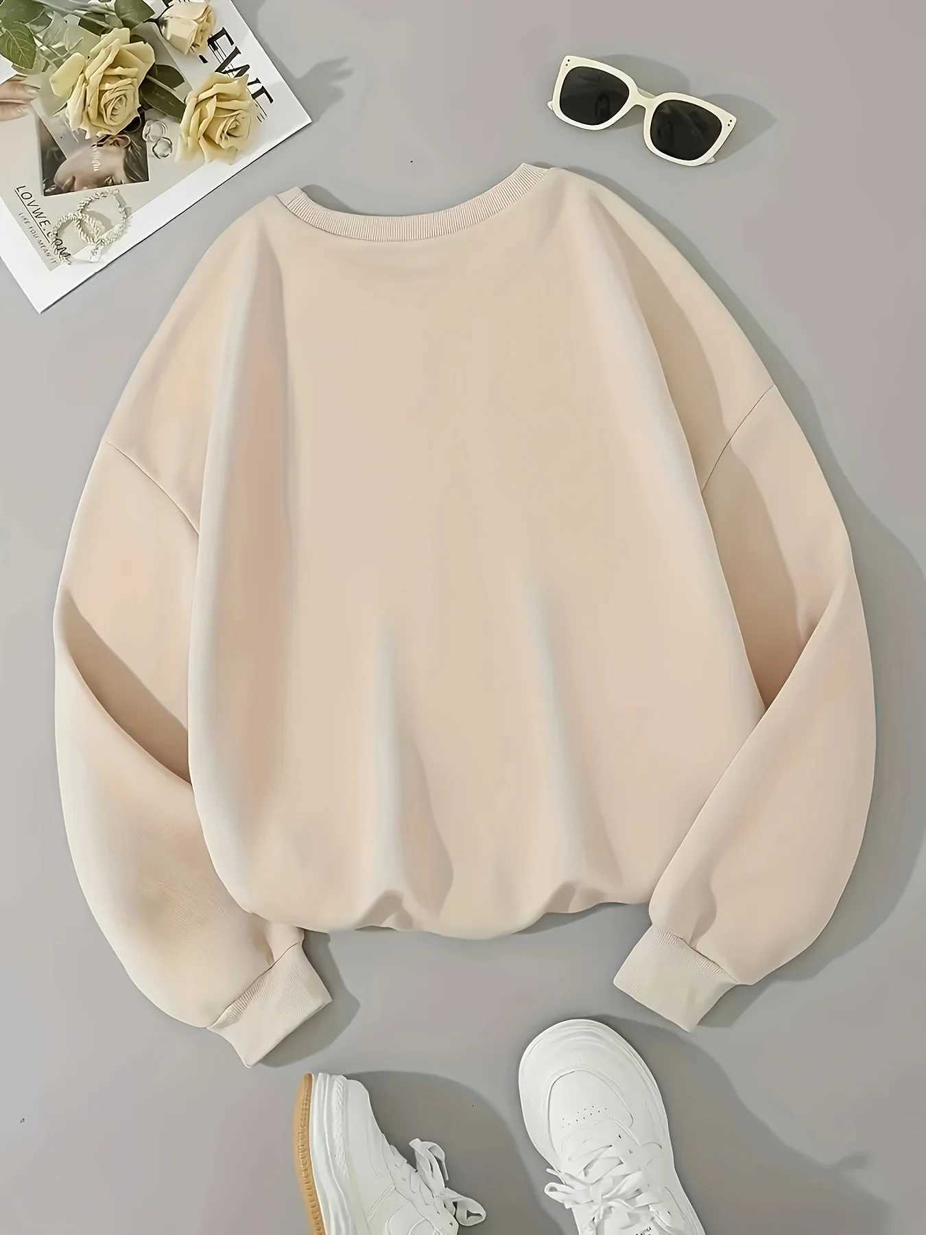 Womens Autumn and Winter Fashion Casual Sports Loose Los Angeles Print FCE Warm Long Sweat Pocket Hooded SweatshirtXJ250717