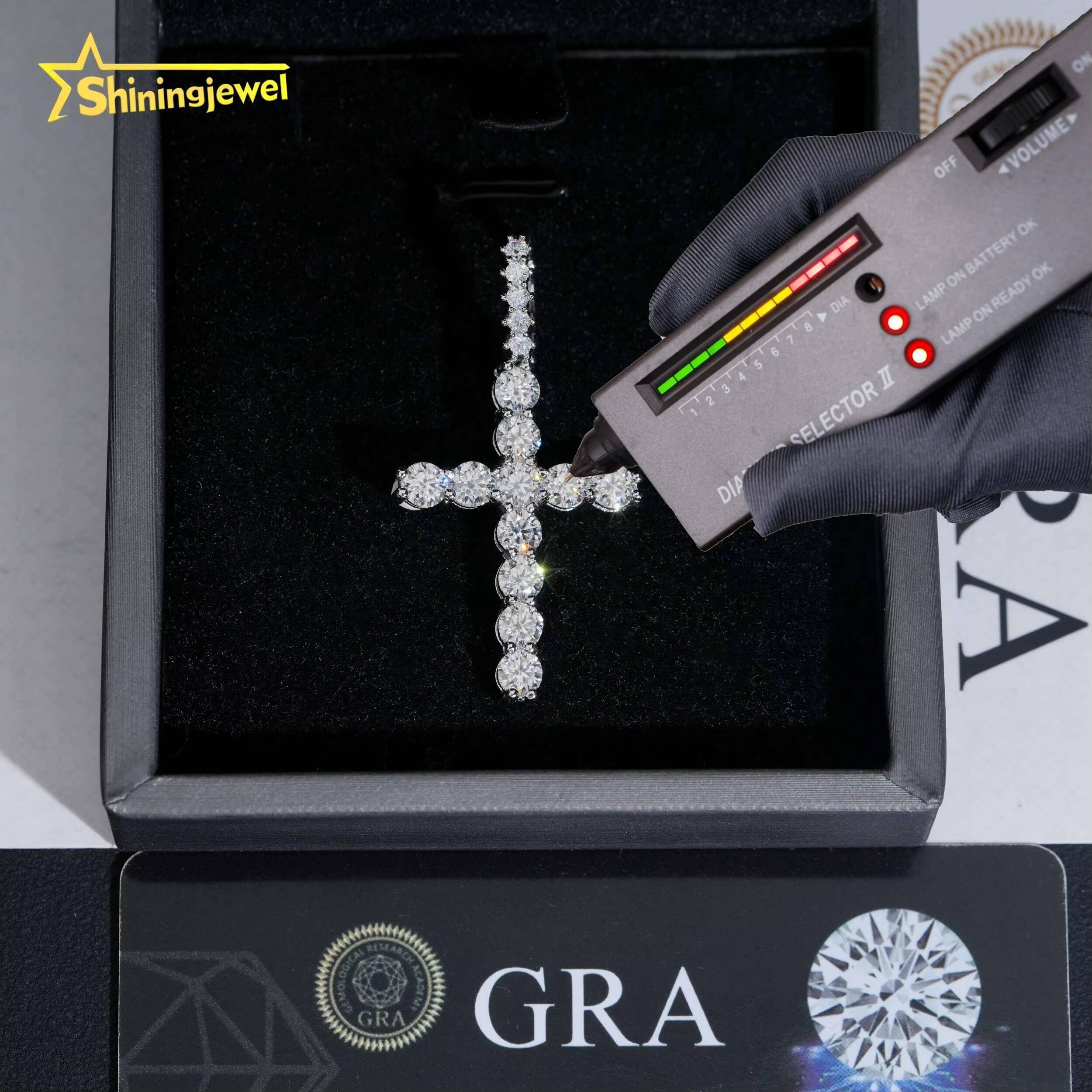 4MM VVS Moissanite Diamond Custom Hip Hop Jewelry Hand Made Pendant 925 Silver Iced Out Cross Pendants for Men Women Pass Tester