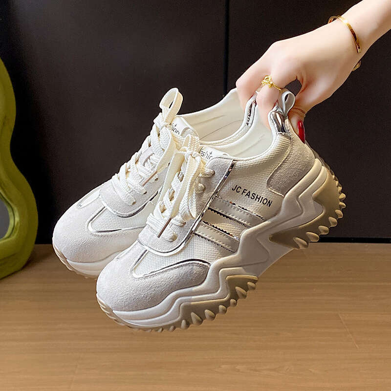 Summer New 2025 Korean Style Casual Soft Versatile Breathable Height-Increasing Free shipping Thick Sole Lace-Up Shoes JC8821-2