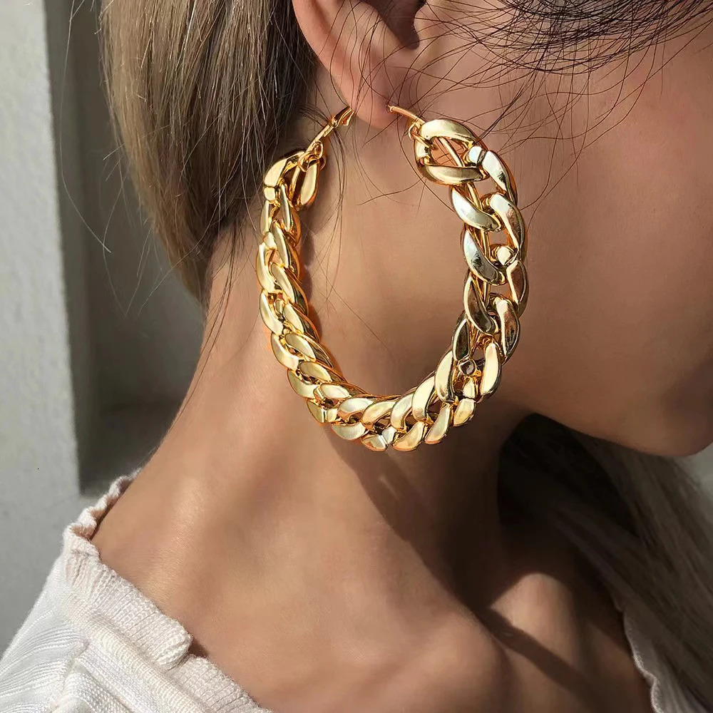 Metal Punk Style Oversized Large Hoop Earrings Twisted Big Circle Round Loop for Women Exaggerate Party Jewelry Gifts 250715