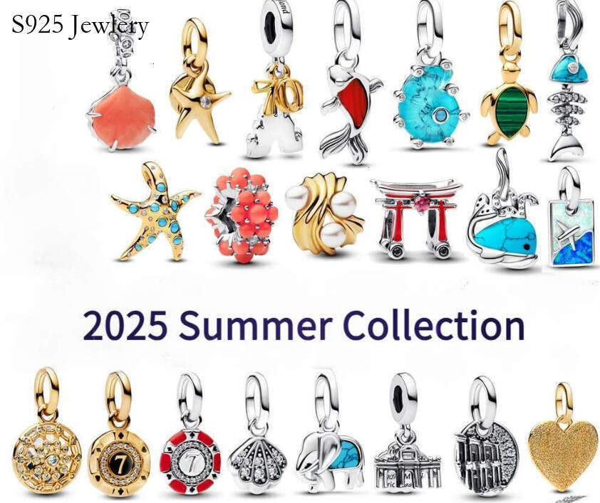 S925 2025 Summer collection 925 Sterling silver Blue Ocean charms beads fit bracelet DIY for women jewelry gift free shipping