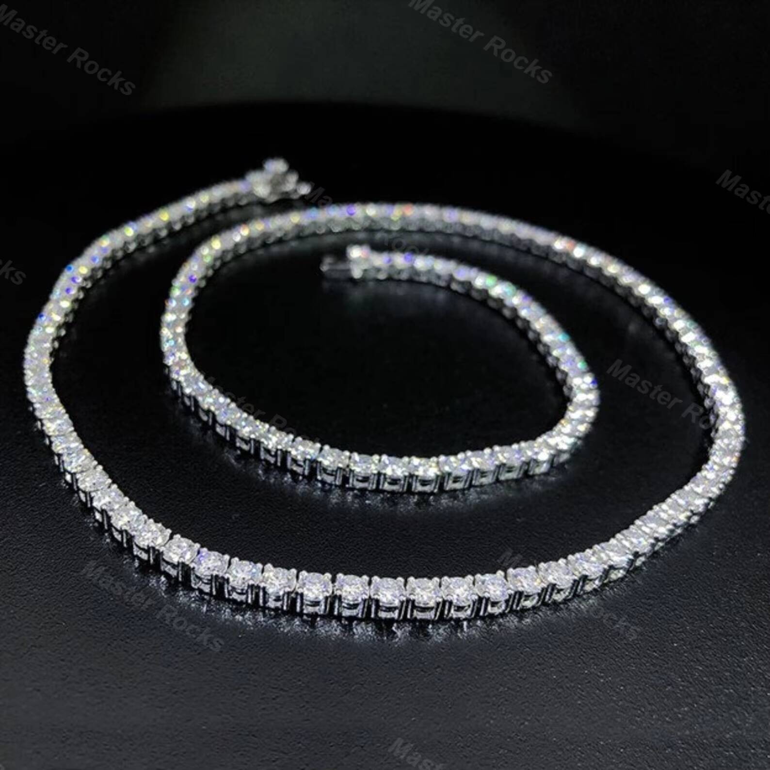 Pass Diamond Tester Tennis Chain 4mm 925 Sterling Silver Necklace Men Moissanite Tennis Chain