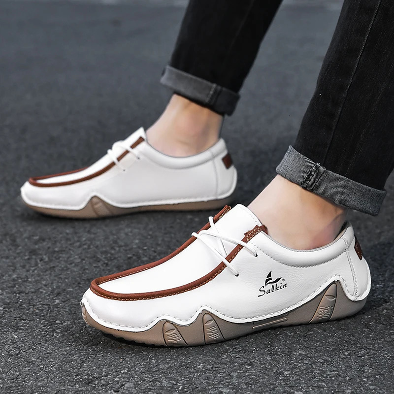 Fashion Handmade Leather Casual Men Shoes n Sneakers Loafers Breathable Low Top Flat Driving Plus Size 250717