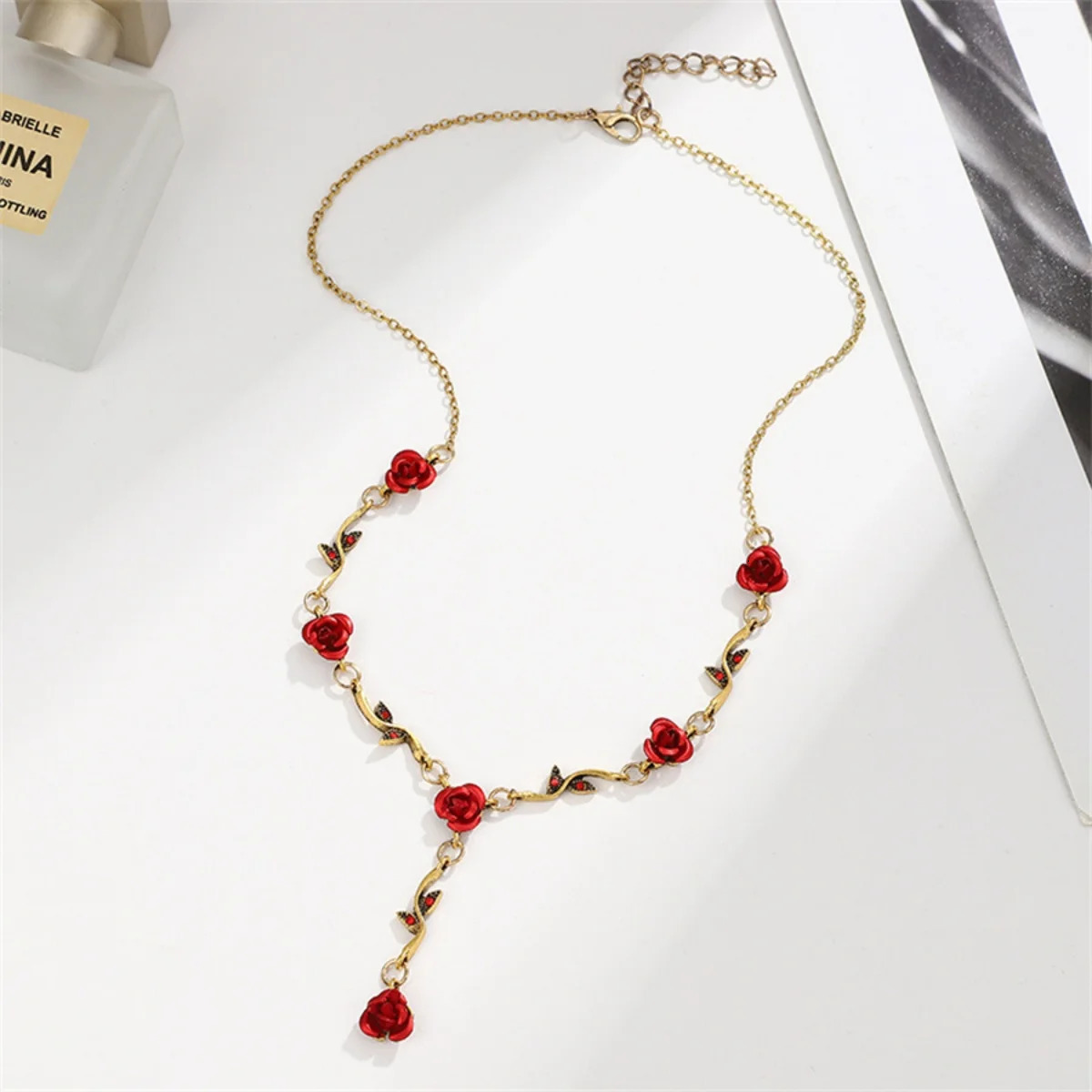 Vintage French Rose Flower Bracelet Set for Women EuropeAn-American Ins Personality Temperament Red Rose Jewelry 250715