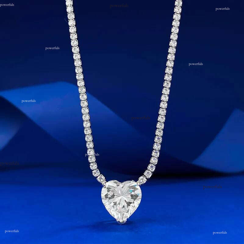 2024 Choucong Heart Pendant Sparkling Jewelry Real Sterling Sier Pink Large Moissanite Dia Gemstones Party Elegant Women Wedding Tennis Necklace