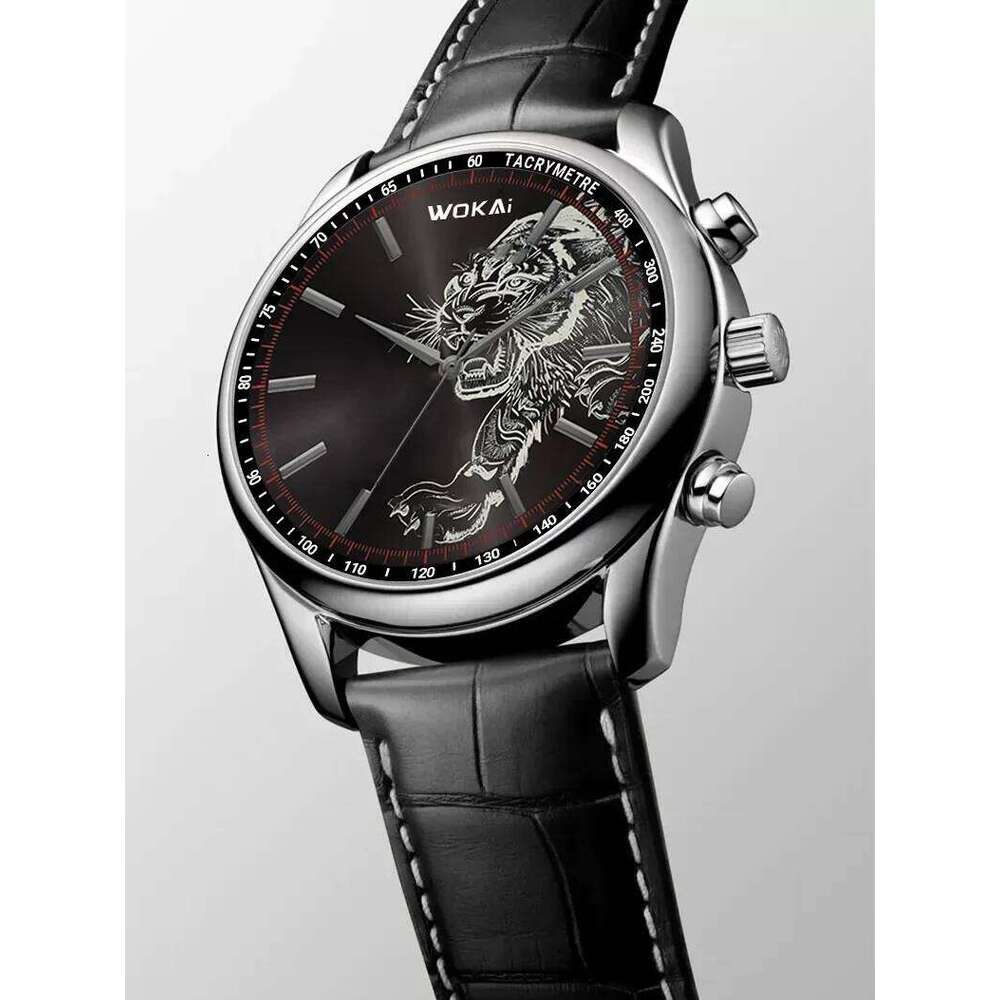 free shipping 2024 New Fashion Tiger Watch WOKAI Wristwatches Casual Leather Band Quartz Watches Men Cheap Price Dropshipping Montre