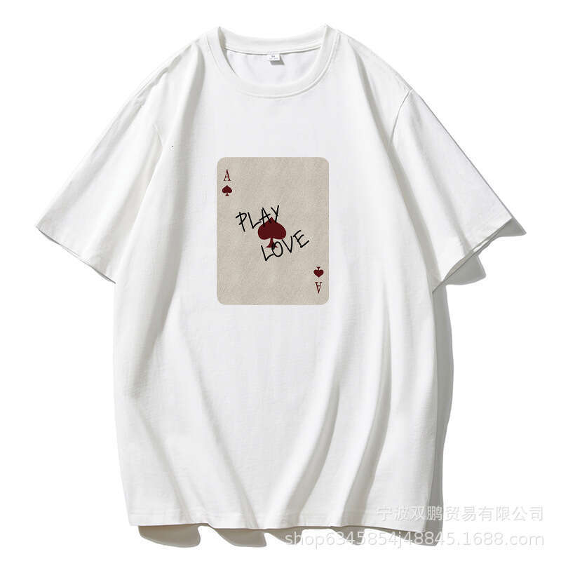New Pure Cotton Short Sleeve Top Niche Print Round Neck T-Shirt Loose Soft Ins Style Women's Clothing B5