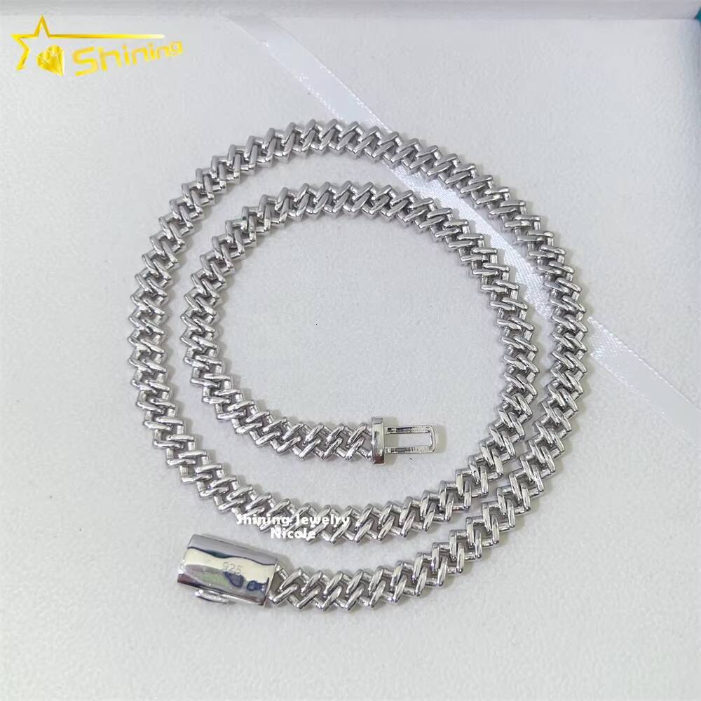 Wholesale Best Quality Sparkle Hip Hop Iced Out Moissanite Necklace 8mm Sterling Silver Cuban Link Chain