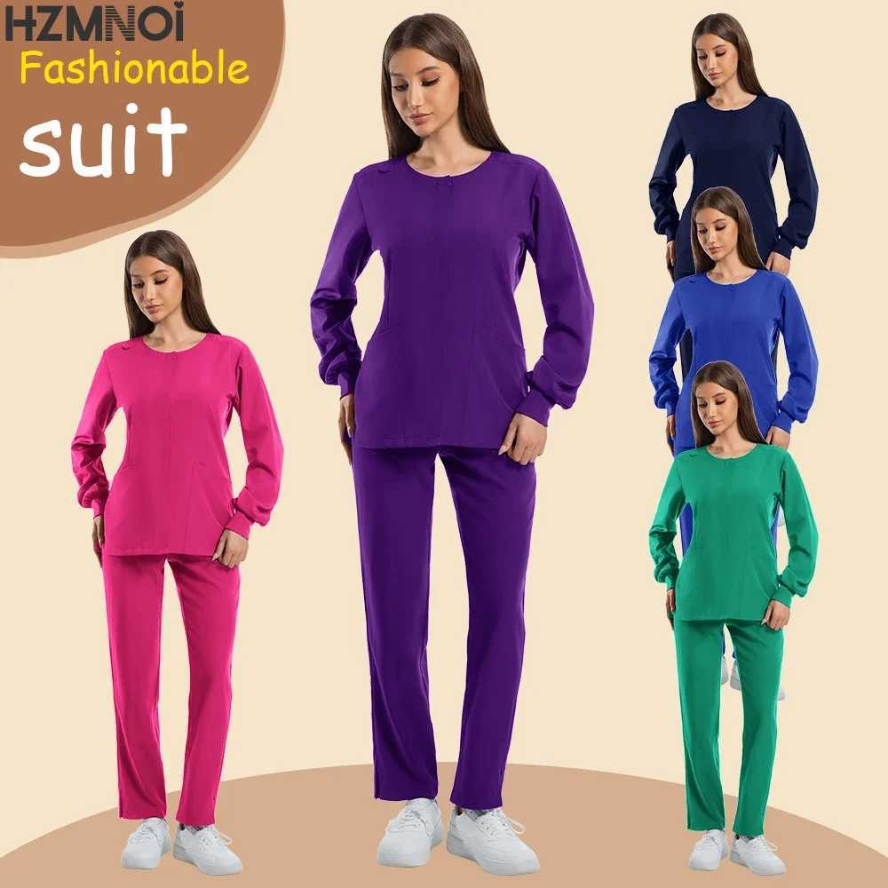New Hospital Surgery Pants Long Sleeve Jogging Suits Medical Uniforms Women Scrubs Set Nurses Accessories Beauty Workwear HZMNOI Z250718