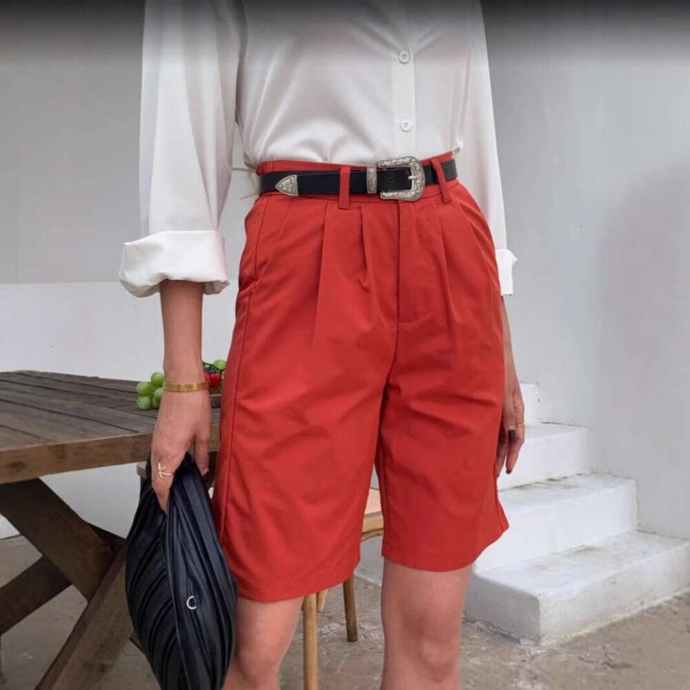 New Style Women's Loose Fit Plus Size Summer High Waist Slimming Straight Wide Leg Mid-Length Shorts B5