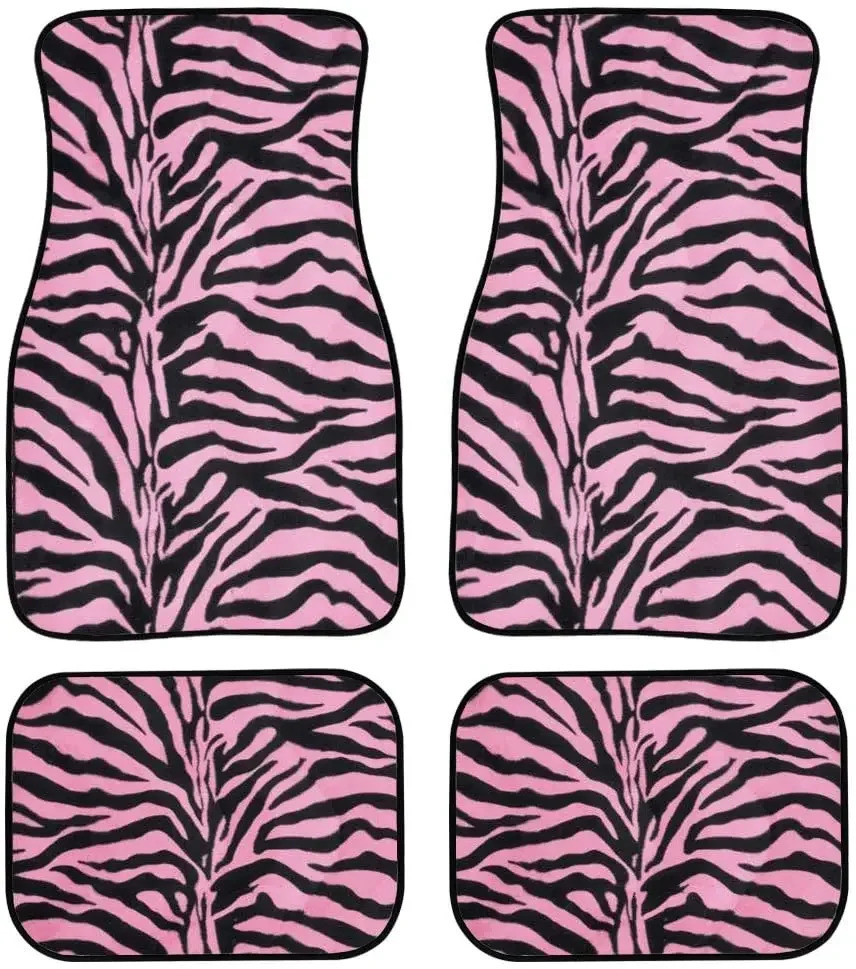 Fashion ed A Set of 4 Universal Fit Animal Print Carpet Floor Mats for CarsTruckSUV Two Tone Pink Zebra Acce 250715