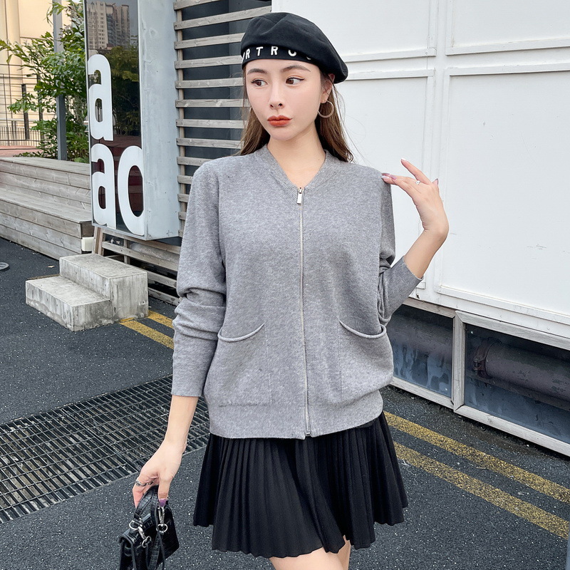 Autumn Winter Korean Style New Small Fragrance Zipper Knitted Cardigan Sweatshirt Spring Casual Women's Jacket