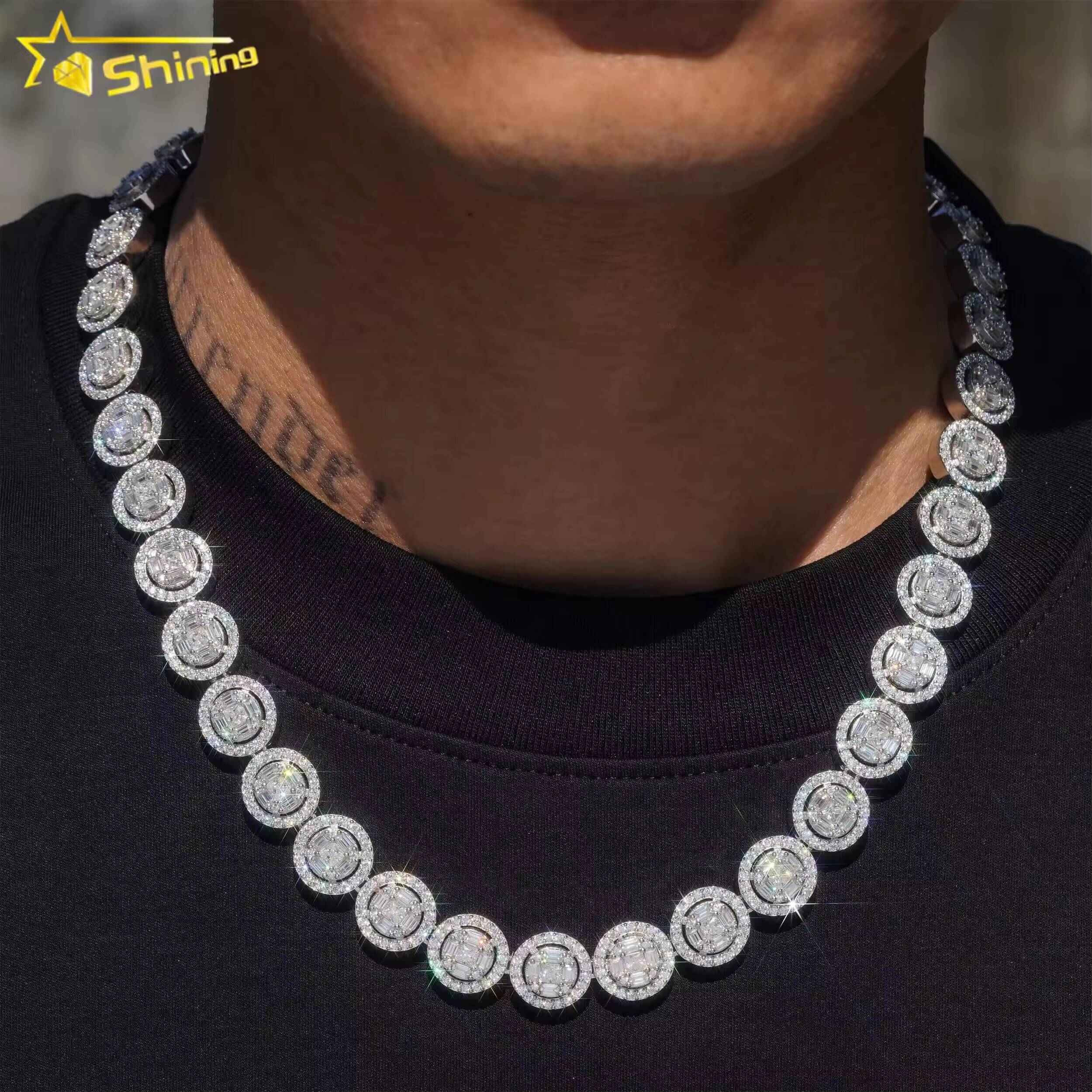 Hip Hop Jewelry Iced Out Cuban Link Necklace 13mm 925 Sterling Silver Moissanite Diamond Cuban Link Chain