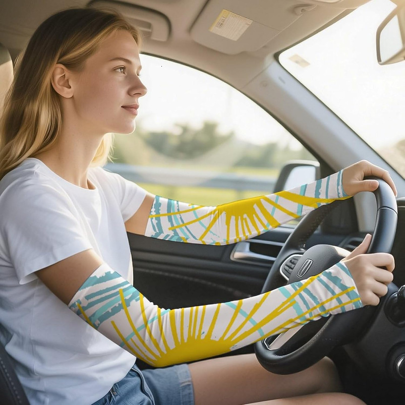 Mud Print Style UV Protection Ice Silk Sunscreen Sleeve, Outdoor Summer Sports