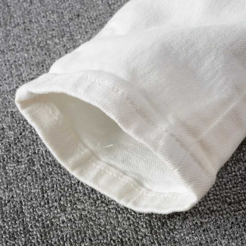 Sokotoo Mens White Crystal Holes Ripped Jeans Fashion Slim Skinny Rhinestone Stretch Denim Pants X250718