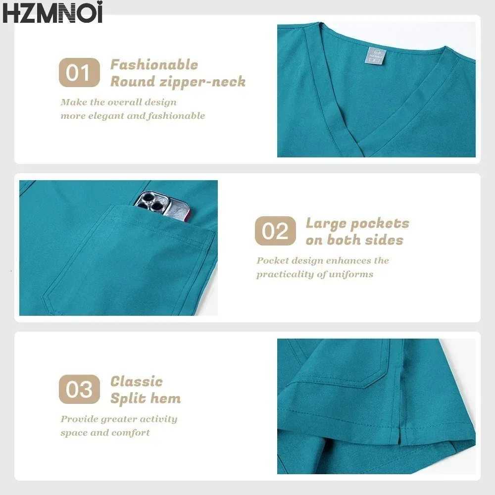 Pants Sets Short Sleeved Top Scrub Solid Color Surgical Gowns Medical Accessories Manicurist Beautician Nursing Scrub Sets Women Z250718