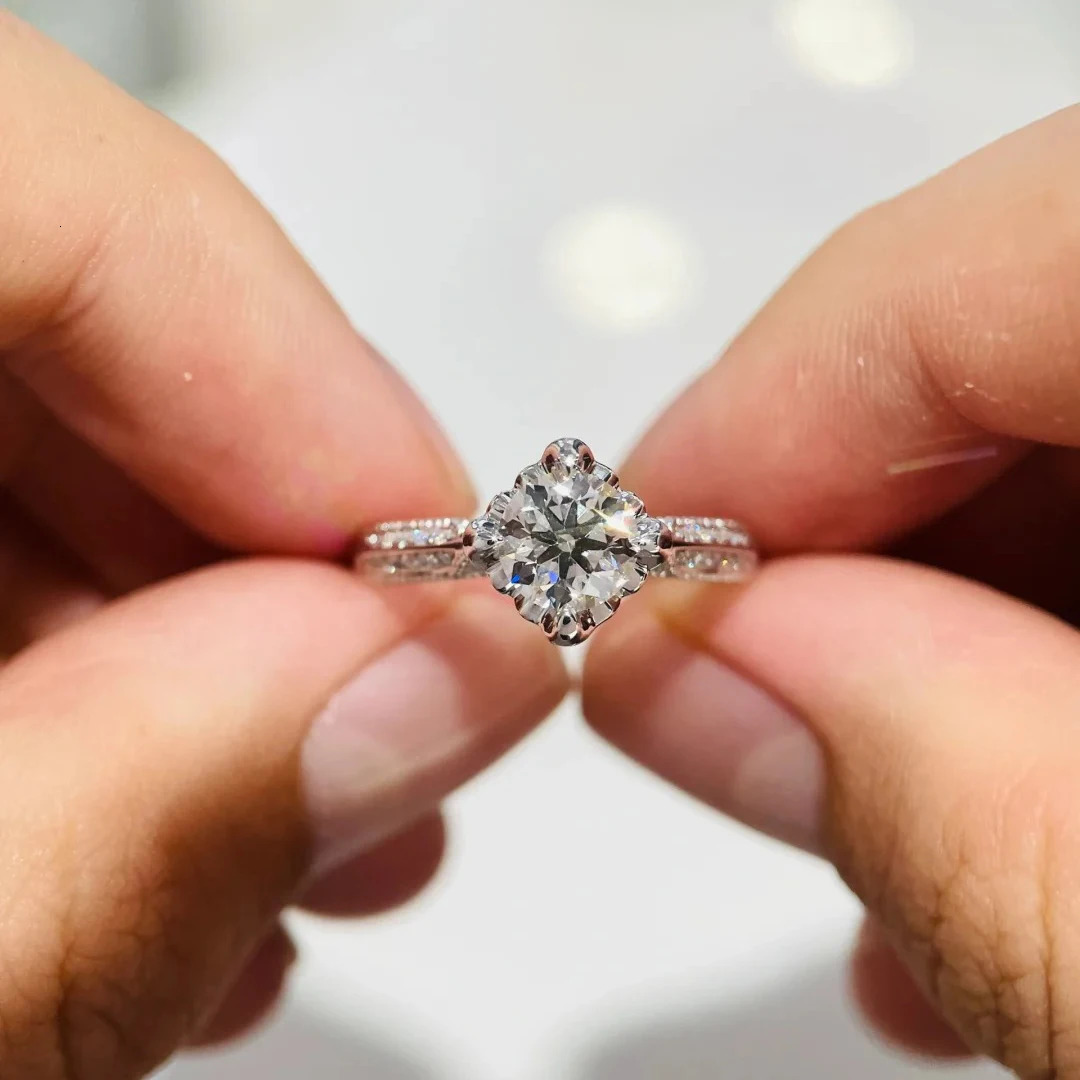 BXINY 1Carat Rings 100% S925 Silver D Color Lab Diamond for Women Wedding Band Gift Fine Jewelry GRA Certified 250712