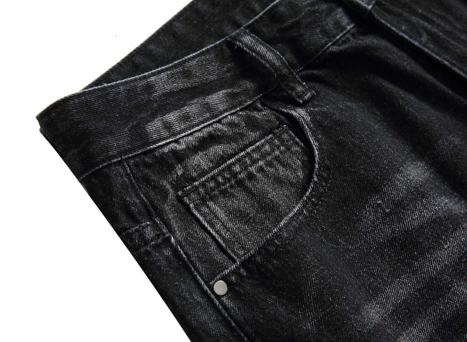 Mens Black Casual Ripped Jeans Mens Slim Fashion Casual Denim Trousers X2507181