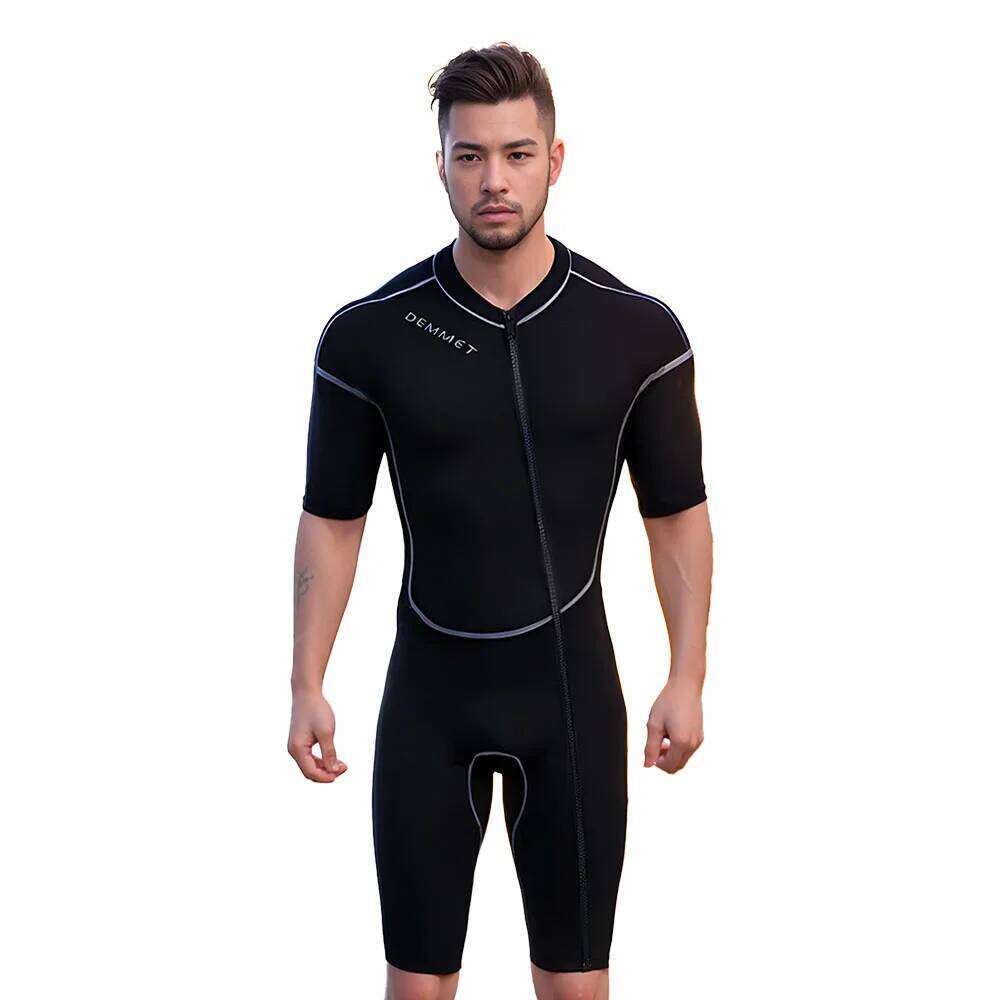 3MM neopren One-Piece Short Sleeve Men Women Full Body Wetsuit Sunscreen White Warm Swimsuit Swimming Surfing Snorkeling