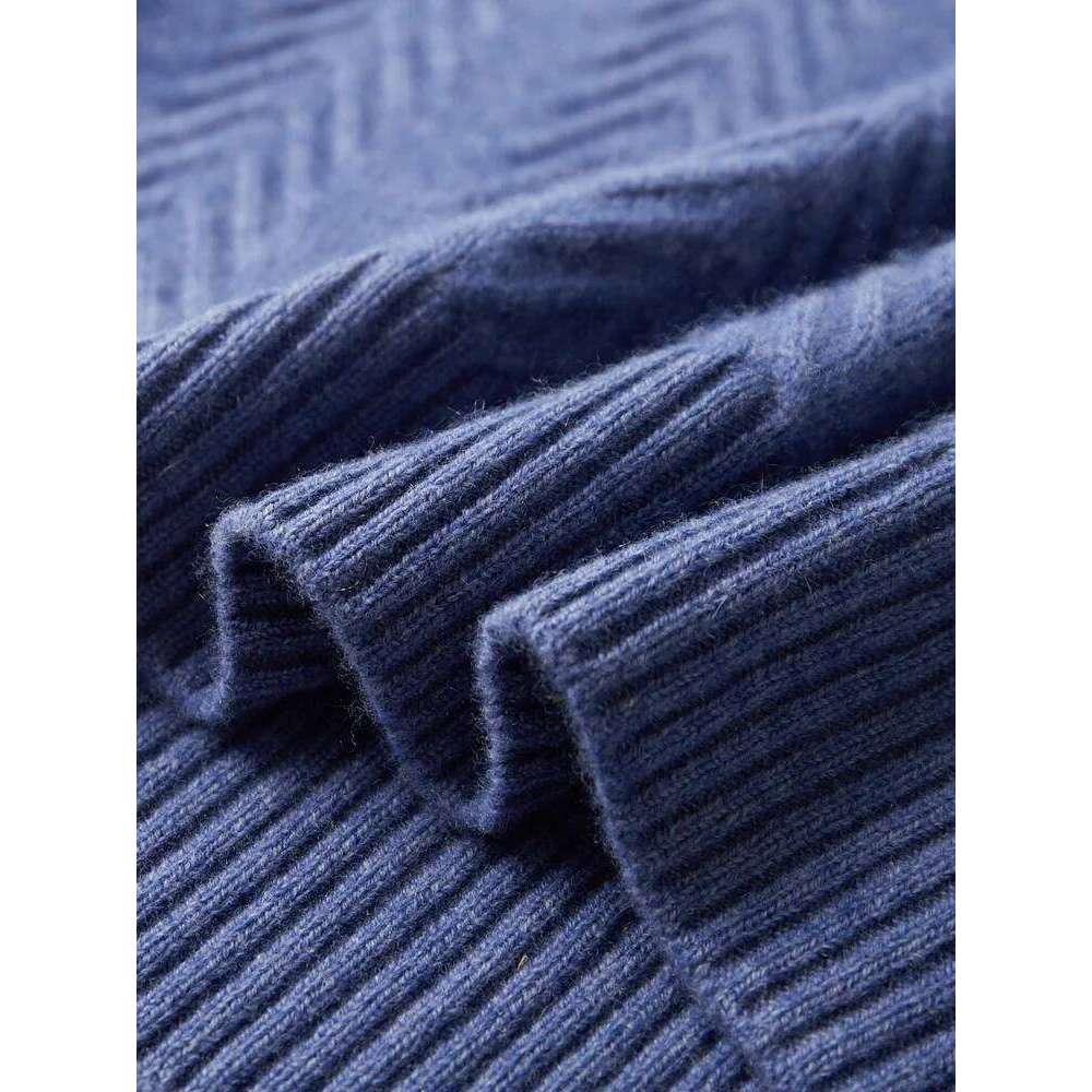 100% Men's Sweater Mock-Neck Half-Zipper Twist Flower Cashmere Pullover Autumn Winter Thick Casual Clothes Knitwear