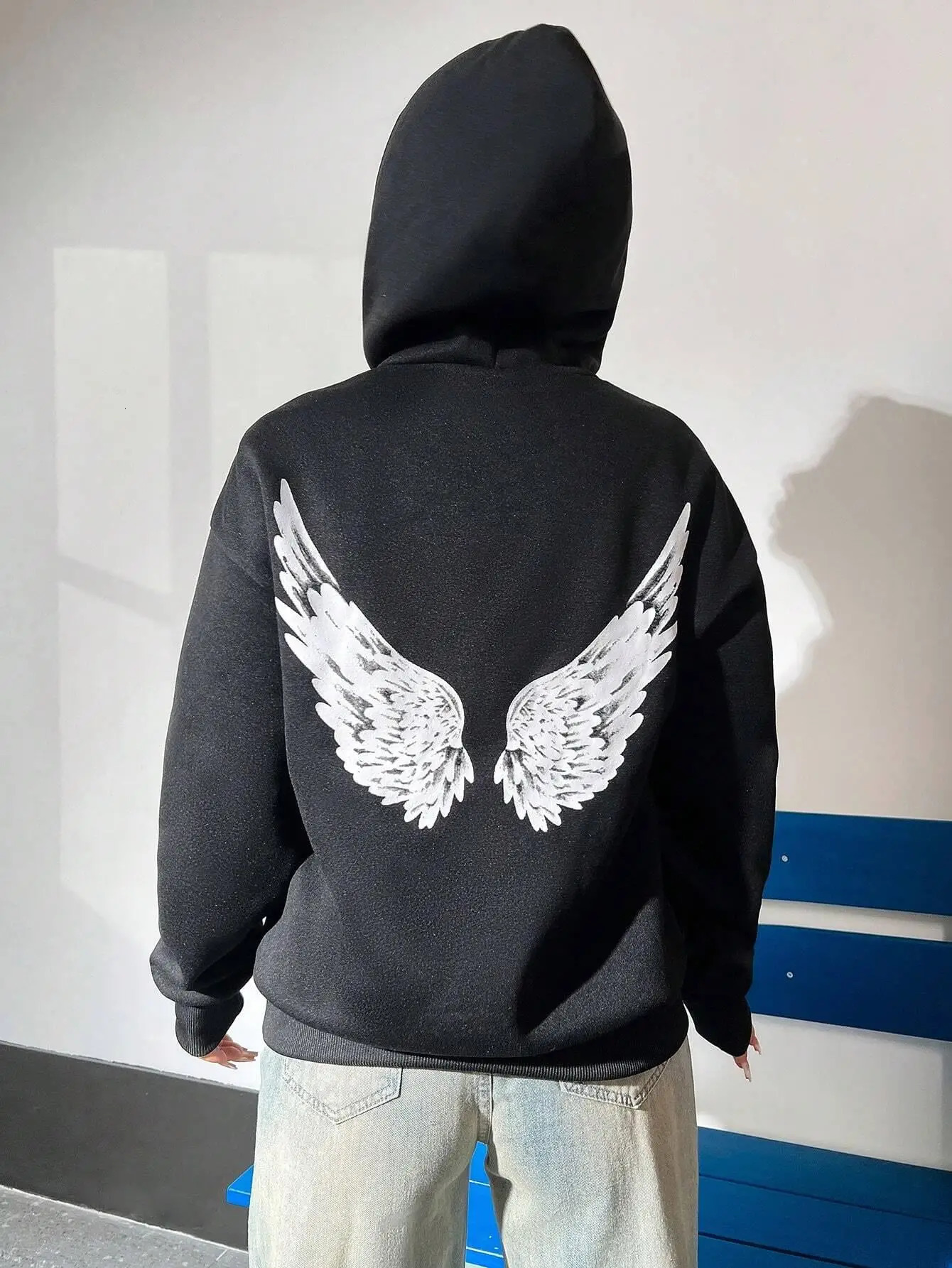 Spread Wings On The Back Graphic Print Woman Hoodie Hip Hop Soft Hoody Fashion Warm Loose Sweatshirt Autumn Fleece Sportswears 250707