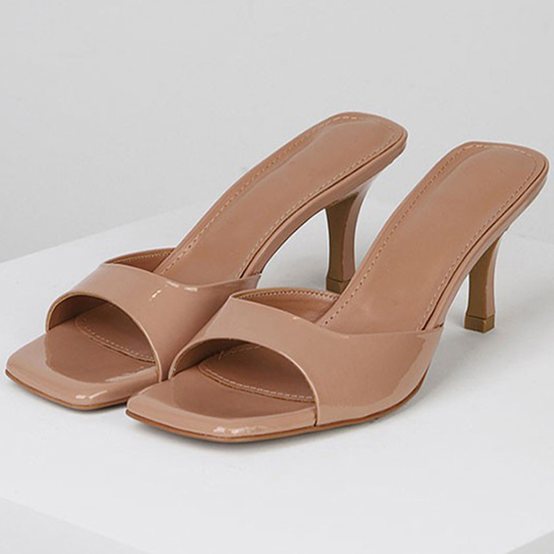 designer womens sandals luxury mid high heels sandal fashion exquisite patent leather summer casual daily comfort adult sandale size 35-42