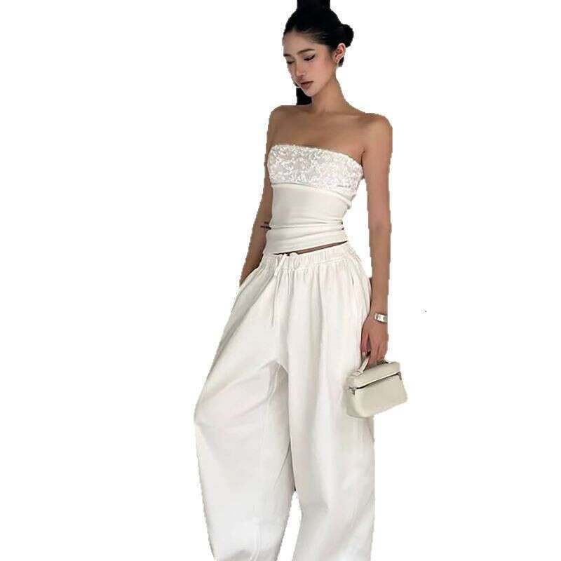 New Style Patchwork Sequin Strapless White Sleeveless Slim Fit Design One-Shoulder Sexy Summer Women B5