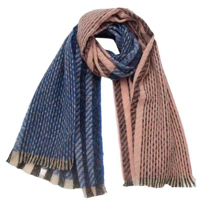 T1248 scarf European and American autumn and winter new style hair clip flower striped scarf shawl