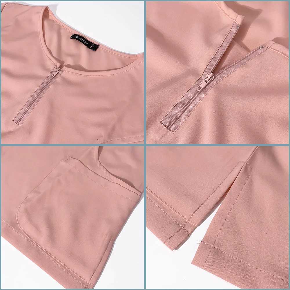 Wholesale 7 Colors Zipper V-neck Short Sleeve Pocket Nursing Working Top Pants Uniform Solid Breathable Soft Women Wear Suit Z250718