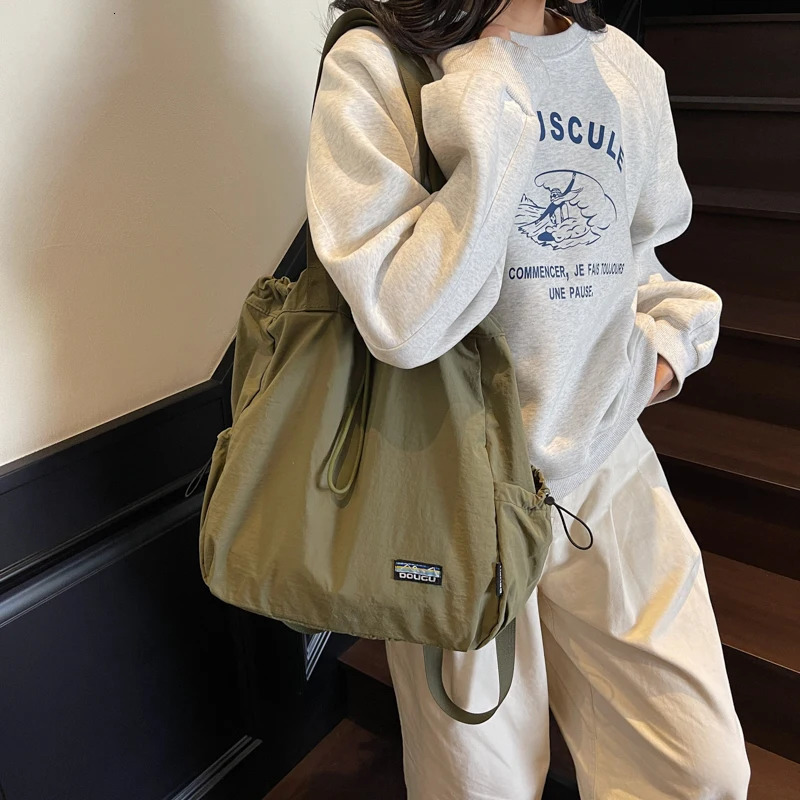 Multifunctional Fashion Backpacks For Women Nylon Large Capacity Shopper Shoulder Drawstring Bucket Travel Backpack 250703