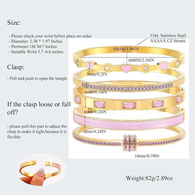 2025 Stackable Gold Color Bangle Bracelet Set for Women - 18K Gold Plated StainlESS Steel Crystal BRACELET Jewelry X2507181