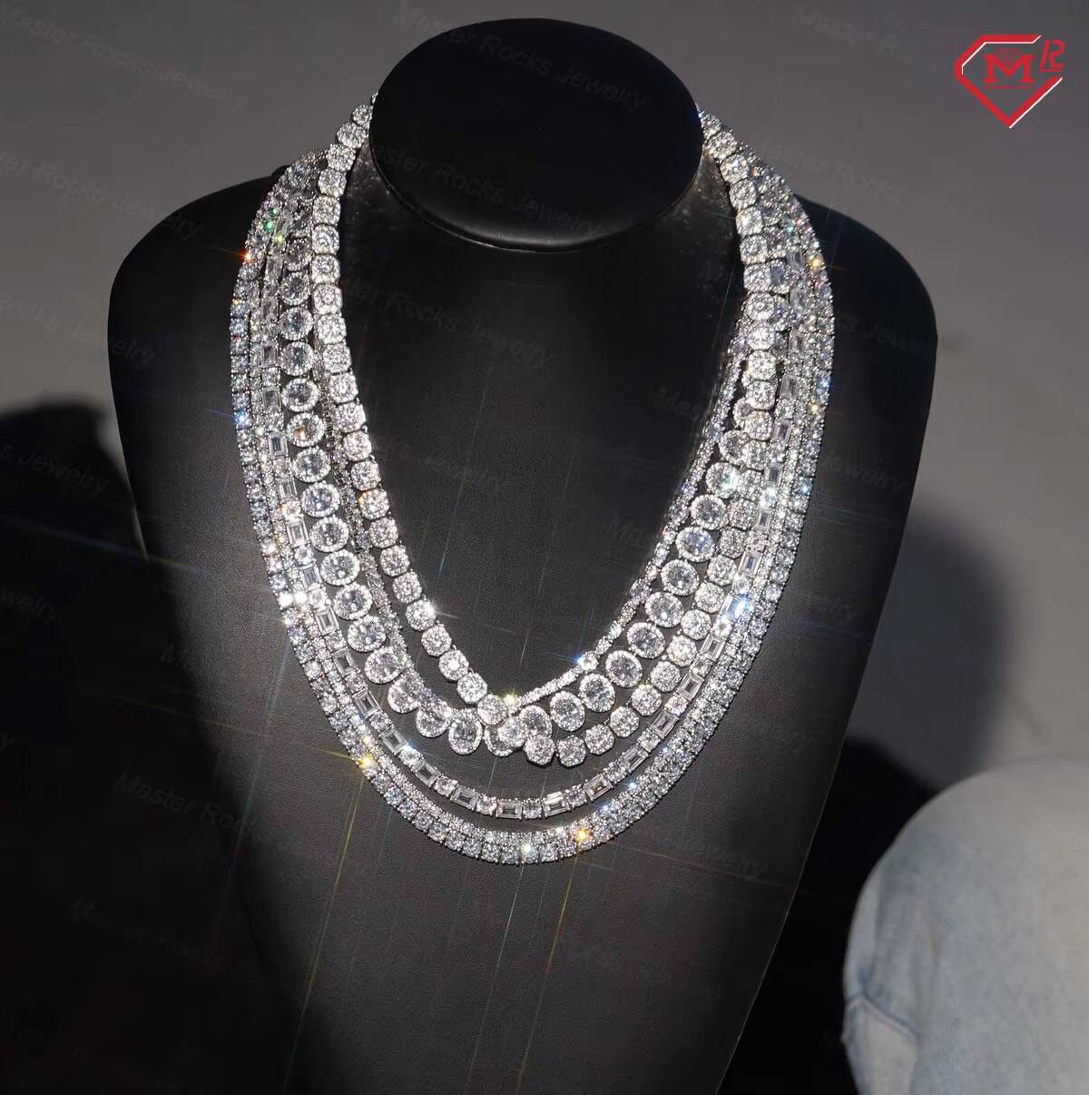 Iced Out 3mm Tennis Necklace Shiny Hiphop Men Women 925 Silver White Gold Plated Moissanite Tennis Chain
