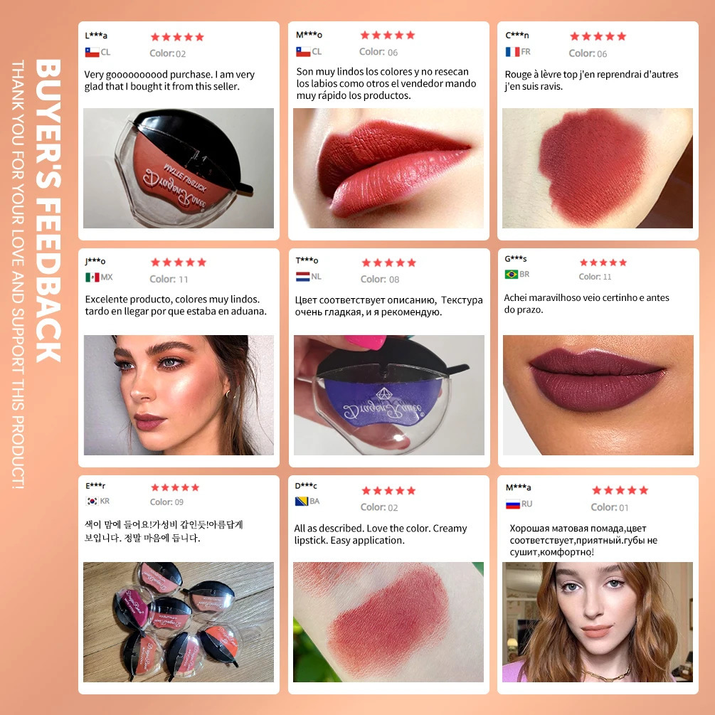 Lip-shaped Lipstick Makeup Temperature Color Changing Lazy Lipstick Velvet Matte Moisturizing Lip Gloss Waterproof Non-stick Cup 250716