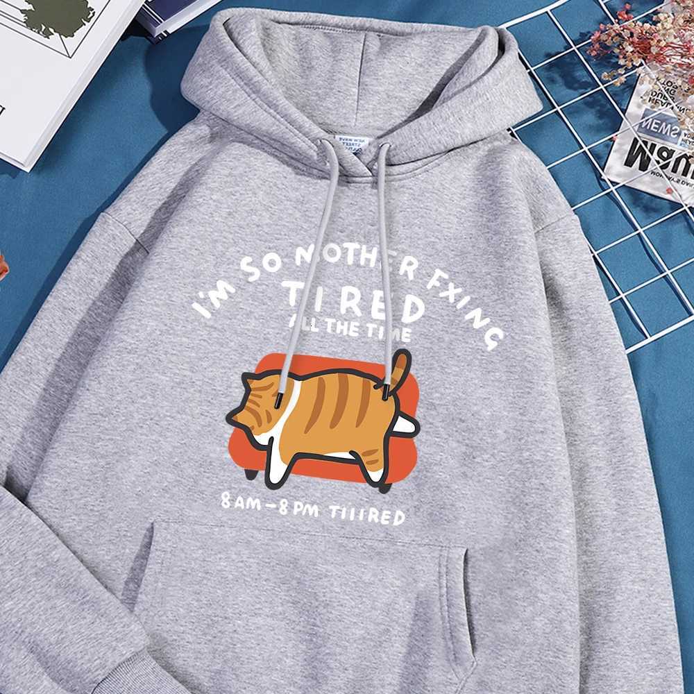 Orange Cat Lying On The Sofa White Printing Women Hooded Leisure Oversized Sport Shirts Sporty Simple Hoodies Versatile Clothes XJ250717