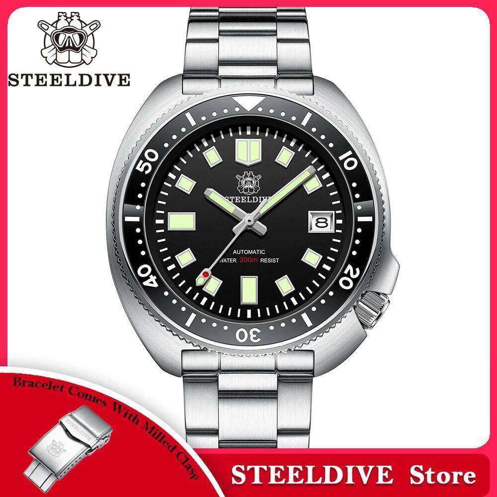 SD1970 Best Seller Steeldive Brand 44MM Sapphire Glass Insert Luminous Men NH35 Dive Watch with Ceramic Bezel free shipping