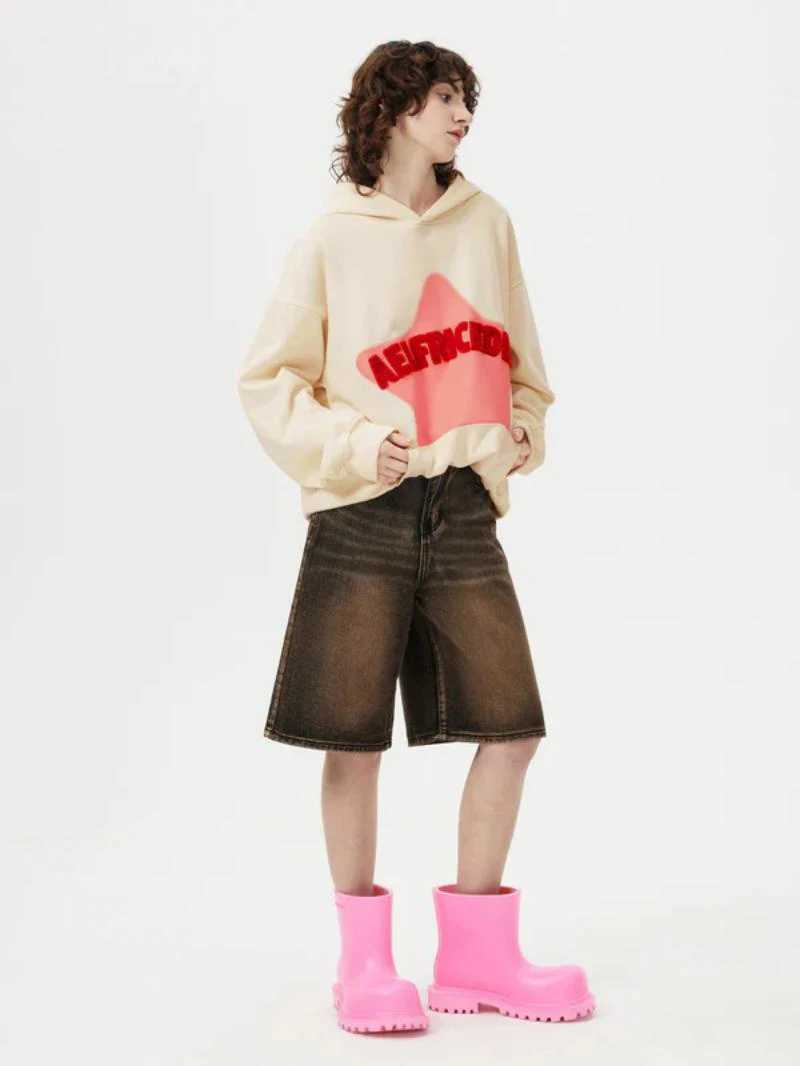 2024 Fall hip hop street graffiti hoodie womens retro casual sports baggy hoodie XJ250717