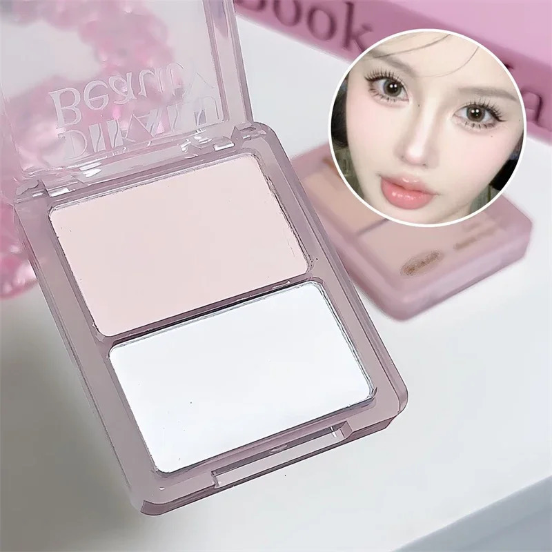 Two-tone Highlight Contour Palette Matte White Highlighter Grey Brown Nose Shadow Face Contouring Bronzer Brighten Powder Makeup 250717