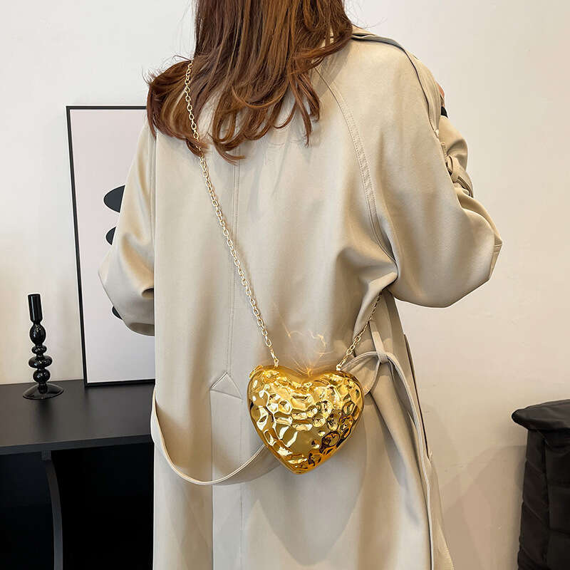 Shiny Heart-Shaped Meteorite Acrylic Ice Crack Box Lipstick Evening Single Shoulder Crossbody Bag