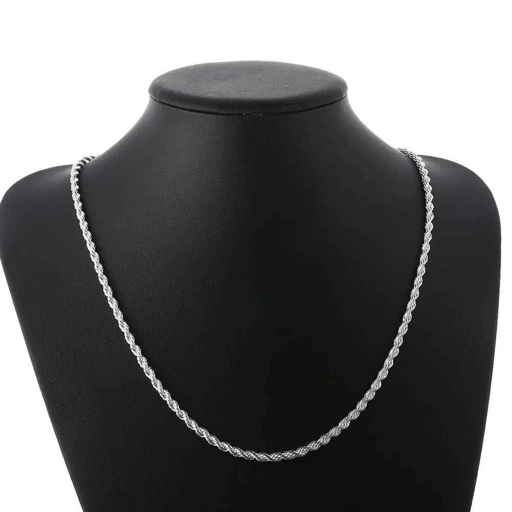 925 Silver 4MM Wen Men Chain M Twisted Rope Necklace Bracelets Fashion Silver Jewelry Set X250718