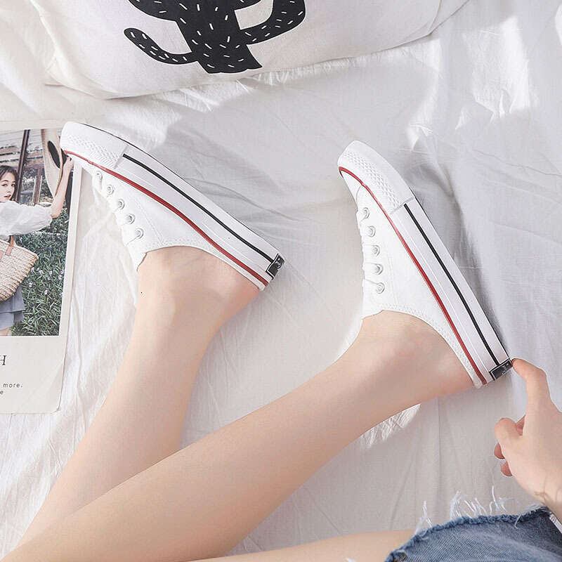Women's Spring Summer 2024 Canvas Classic Casual Half Slippers Lazy Free shipping Sneakers Ins Style Shoes
