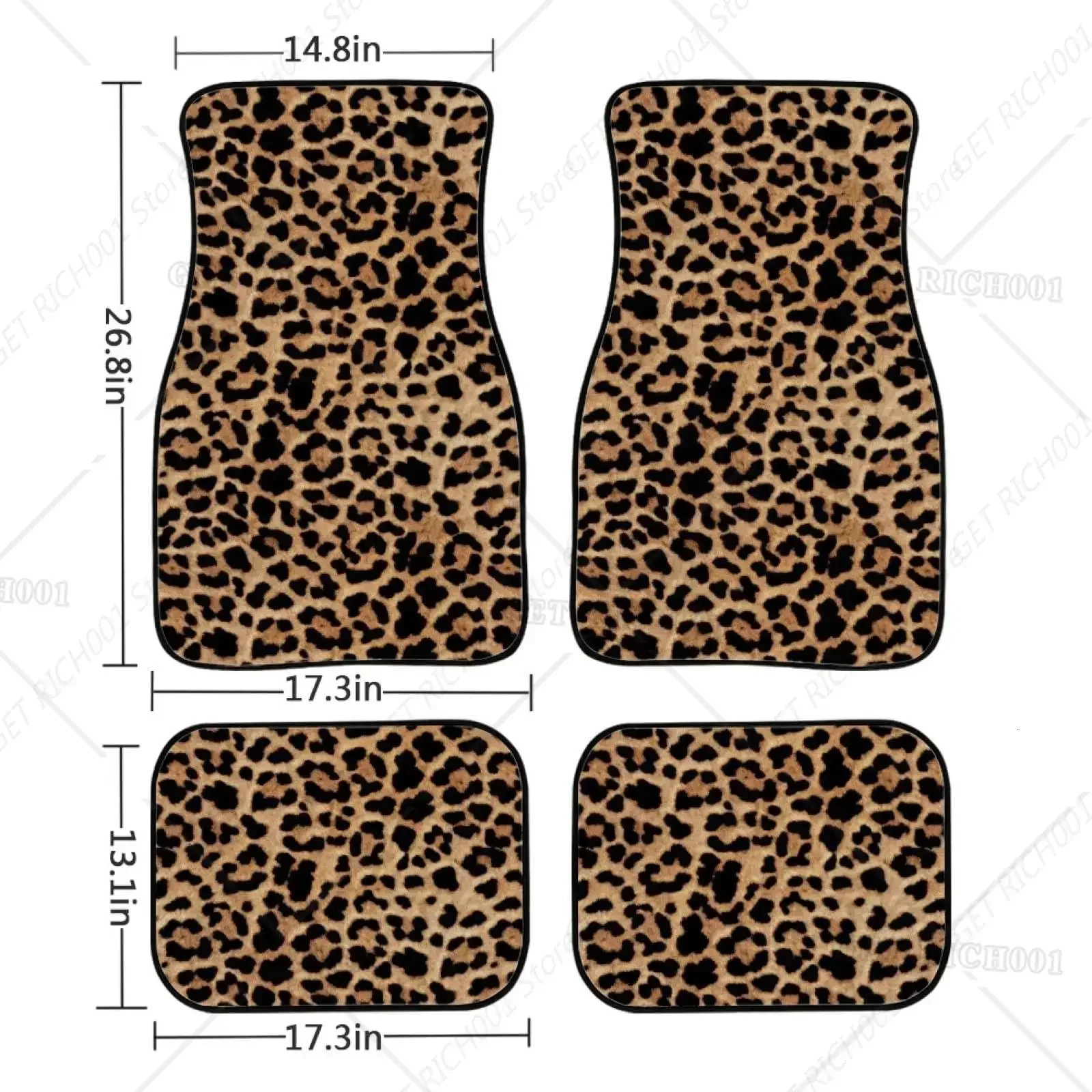Leopard Car Auto Floor Mats Women Men 4-Piece Full Set All Weather Universal Front Rear Automotive Floor Mat Fit for SUV 250715