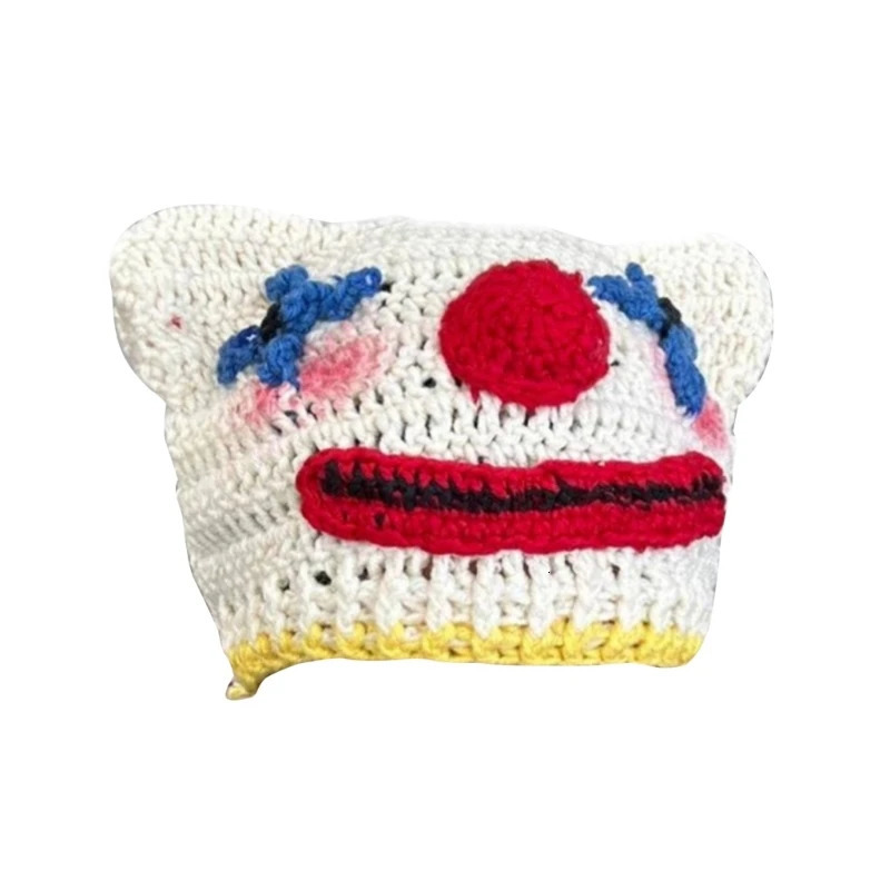 Novelty Knit Cartoon Hat for Female Girl Funny Clown Hat Winter Warm Hat Beanie Outdoor Shopping Cycling Casual Cap 250717