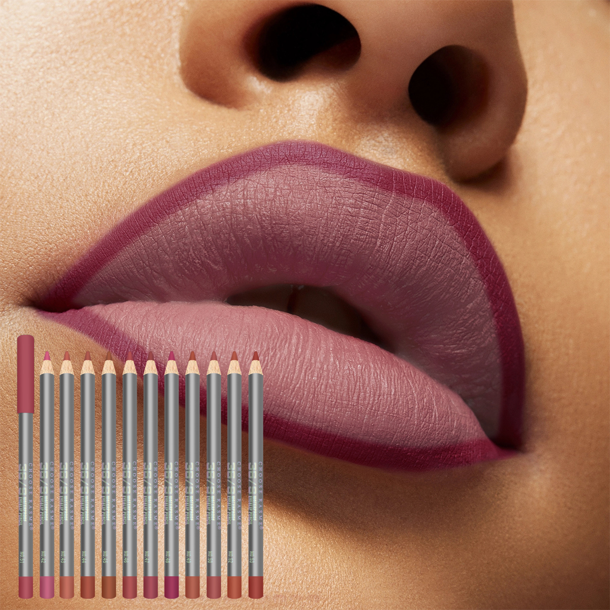 Choose Rasme 12PCS EverLip Waterproof Lip Liner Set - Smudge Proof Long Lasting Lip Pencils for Lipstick Outline Makeup