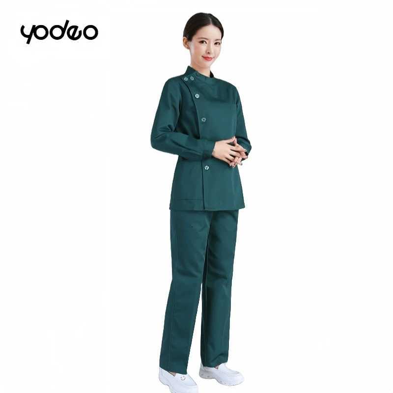Medical nurse standing collar summer short sleeved beauty salon nurse clothes long sleeved slim fit medical staff work clothes Z250718