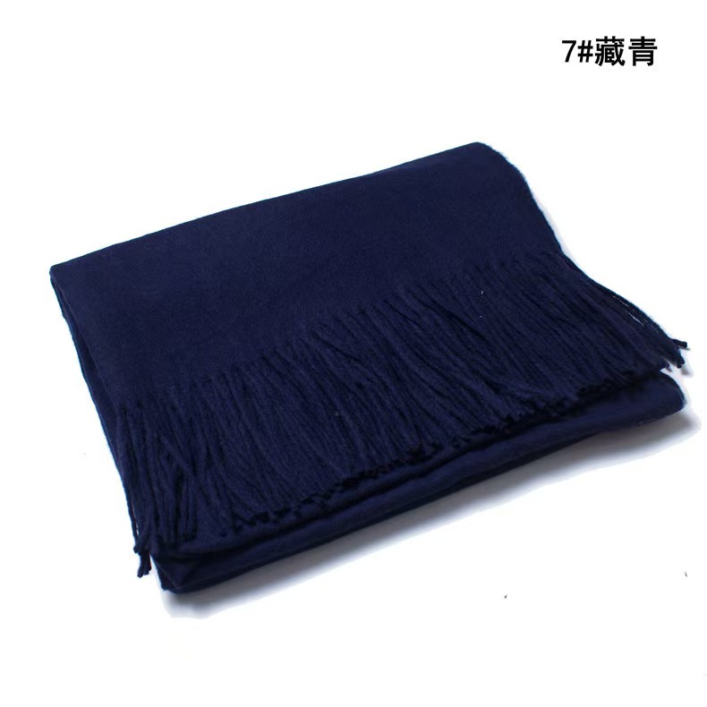 T1247 autumn and winter new solid color wool scarf female couple male ladies monochrome tassel neck shawl