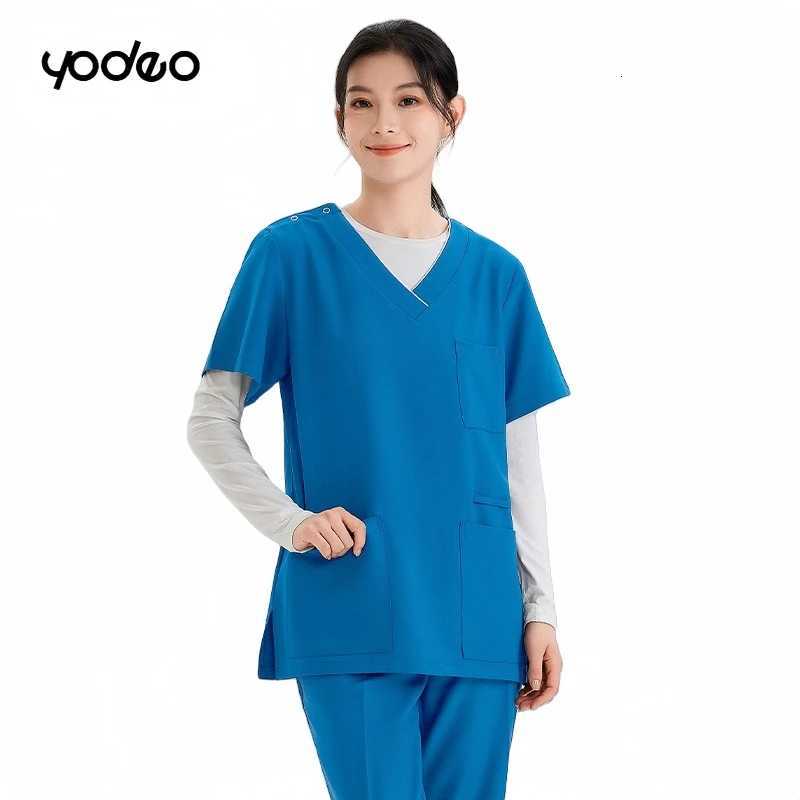 Quick dry brushing hand clothing surgical gowns elastic unisex short sleeved set Breathable ice silk operating room work clothes Z250718