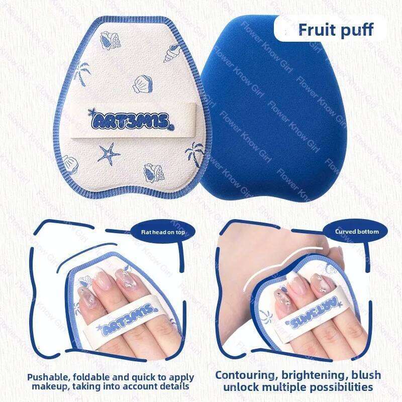 ART3M1S Powder Puff Air cushion flocking thumb powder puff for liquid foundation Ocean Story denim cotton candy makeup setting X25071