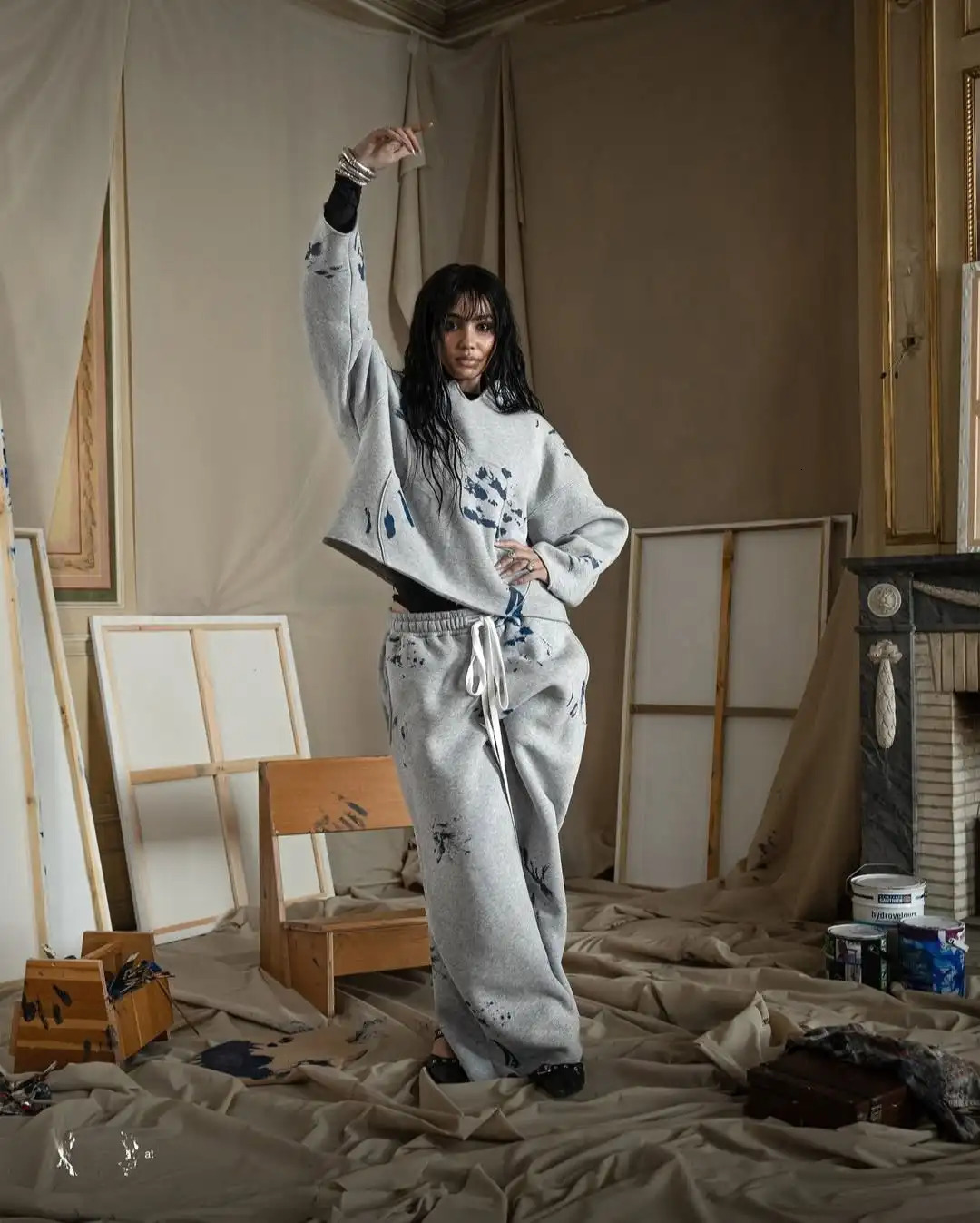 2025 Hoodies Two Piece Set Y2k Clothes for Men Harajuku Gothic Pattern Loose Casual Sweatpants Tracksuit Mens Sports Suit 250715