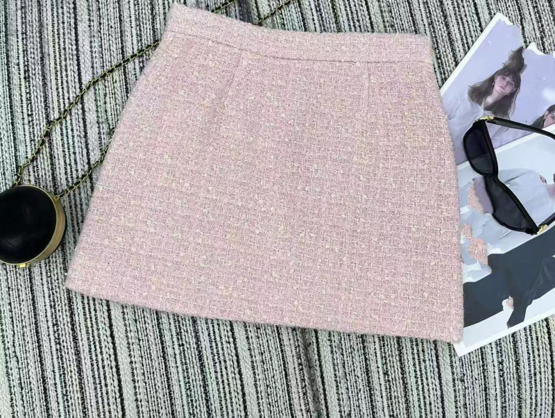 Summer Small tweed Round Neck Sleeveless Vest High Waist Slim Short Skirt Fashion Set 250718